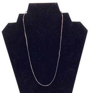 925 Sterling Silver 18in Bead Chain Necklace Black & Rose Gold Tone